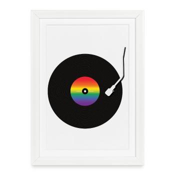 Disque vinyle arc-en-ciel - Affiche encadrée (27 × 37 cm) - blanc - Devant