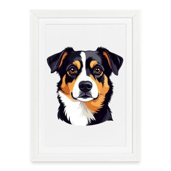 Dog Portrait Color Contrast Dog Head Dog Motif - Framed poster (27 × 37 cm) - white - Front
