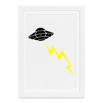 Invasion d’OVNIs, attaque éclair Vector extraterrestre - Affiche encadrée (27 × 37 cm) - blanc - Devant
