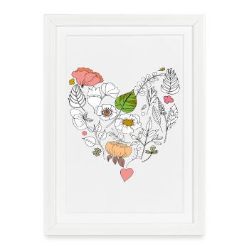 Cœur floral - Affiche encadrée (27 × 37 cm) - blanc - Devant