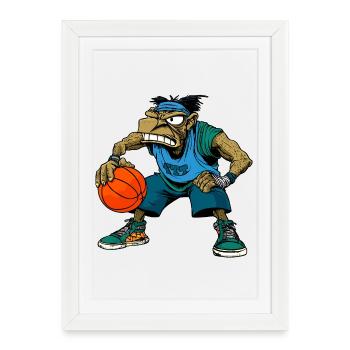Basketball Rapper Hip Hop - Framed poster (27 × 37 cm) - white - Front