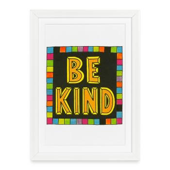 Be Kind Mosaic Border Bold Letters - Framed poster (27 × 37 cm) - white - Front