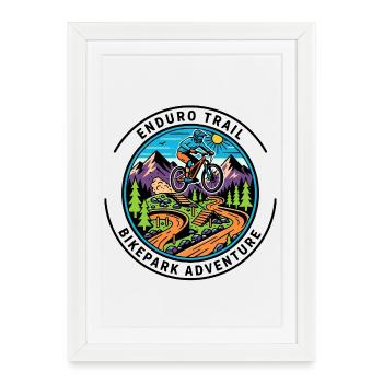 Mountain Path Cyclist Badge - Framed poster (27 × 37 cm) - white - Front