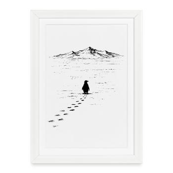 Pingouin Mais pourquoi le Pingouin nihiliste au centre - Affiche encadrée (27 × 37 cm) - blanc - Devant