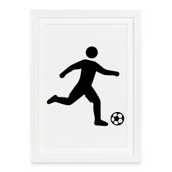 Fussballer Silhouette - Gerahmtes Poster (27 × 37 cm) - Weiß - Vorne