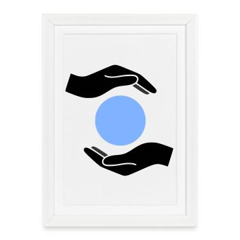 Hands Protection Ball World - Framed poster (27 × 37 cm) - white - Front