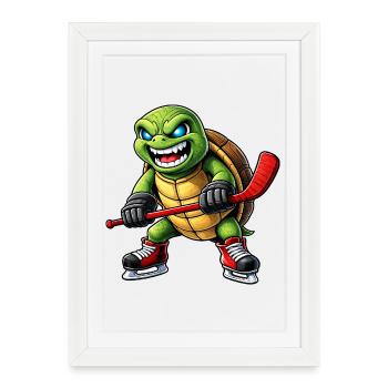 Aggressive Schildkröte Eishockey Spieler Horror - Framed poster (27 × 37 cm) - white - Front