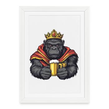 Le Roi de la Bière Gorille - Affiche encadrée (27 × 37 cm) - blanc - Devant