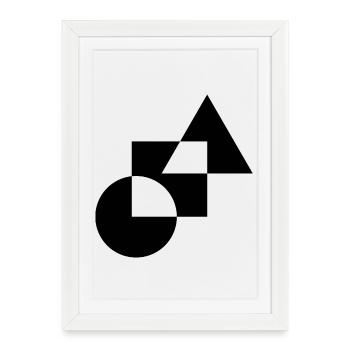 Geometric Bold Shapes Design T-Shirt - Framed poster (27 × 37 cm) - white - Front