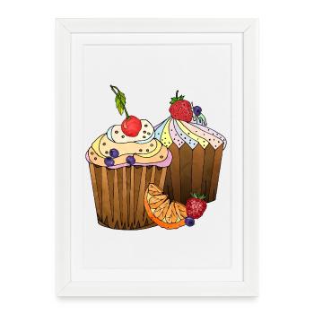 Gâteaux - Affiche encadrée (27 × 37 cm) - blanc - Devant