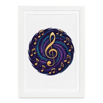 Cosmic Musical Notes - Framed poster (27 × 37 cm) - white - Front