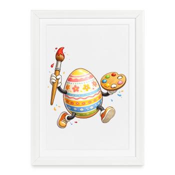 Œuf de Pâques artistique au pinceau - Affiche encadrée (27 × 37 cm) - blanc - Devant