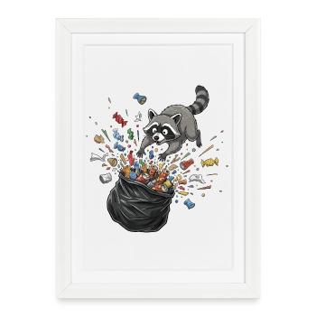 Raccoon Trash Party Garbage Chaos - Framed poster (27 × 37 cm) - white - Front