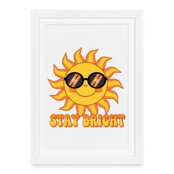 Stay Bright Retro Groovy Smiling Sun Design - Framed poster (27 × 37 cm) - white - Front