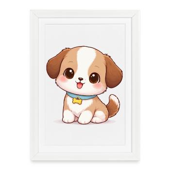 Dog Cute Comic - Framed poster (27 × 37 cm) - white - Front