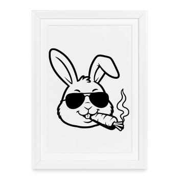Silhouette de lunettes Cool Bunny Carotte - Affiche encadrée (27 × 37 cm) - blanc - Devant