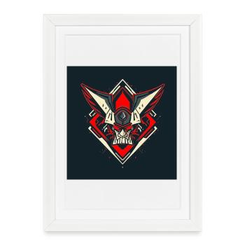 Schädel Warrior Emblem - Framed poster (27 × 37 cm) - white - Front