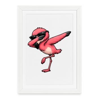 Dab Flamingo - Affiche encadrée (27 × 37 cm) - blanc - Devant