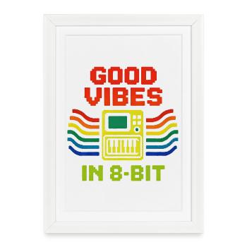 Gute Vibes in 8-Bit | Chiptune Retro Musik - Framed poster (27 × 37 cm) - white - Front