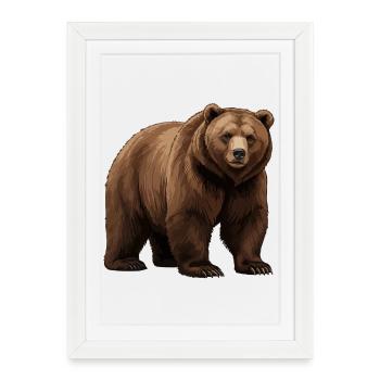 Brown bear graphic in nature style - Framed poster (27 × 37 cm) - white - Front