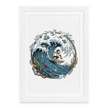 Surfers, surfers and the sea - Framed poster (27 × 37 cm) - white - Front