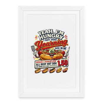 Hot Dog Fast Food Snack Retro Style - Gerahmtes Poster (27 × 37 cm) - Weiß - Vorne