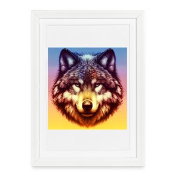 Wolf - Gerahmtes Poster (27 × 37 cm) - Weiß - Vorne