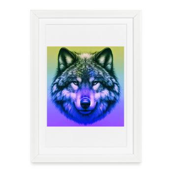 Loup - Affiche encadrée (27 × 37 cm) - blanc - Devant