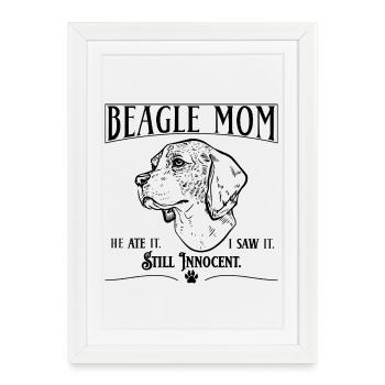 Maman beagle – il l’a mangée. Toujours innocent. - Affiche encadrée (27 × 37 cm) - blanc - Devant
