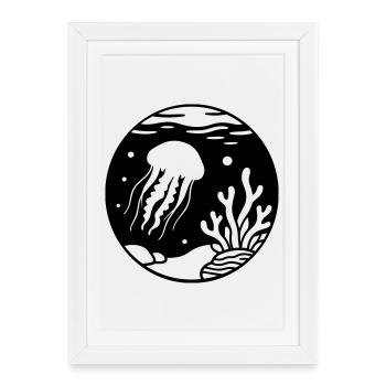 méduse - Affiche encadrée (27 × 37 cm) - blanc - Devant