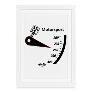 Compteur de vitesse pour sport automobile - Affiche encadrée (27 × 37 cm) - blanc - Devant