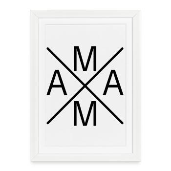 Mama X Cross Monogram Minimalist - Gerahmtes Poster (27 × 37 cm) - Weiß - Vorne
