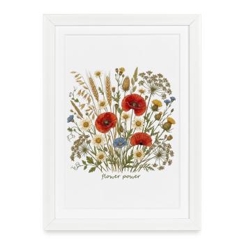 Prairie fleurie dans le style aquarelle - Affiche encadrée (27 × 37 cm) - blanc - Devant