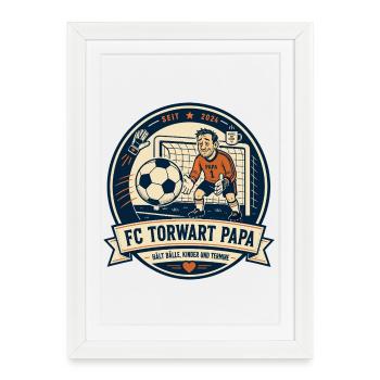 FC Torwart Papa - Gerahmtes Poster (27 × 37 cm) - Weiß - Vorne
