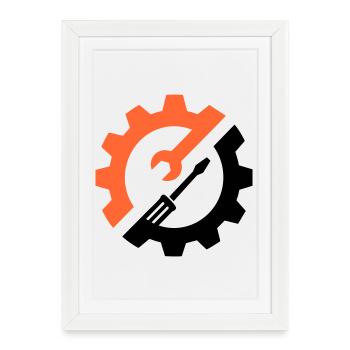 Outil d’engrenage – Logo du mécanicien - Affiche encadrée (27 × 37 cm) - blanc - Devant