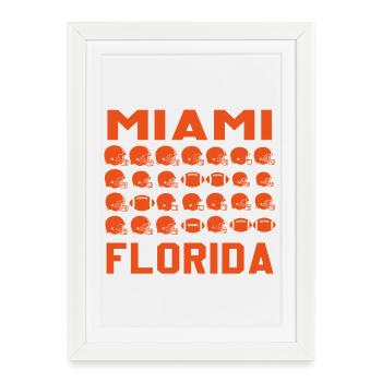 Miami Florida Football Grid - Framed poster (27 × 37 cm) - white - Front