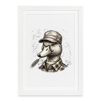 Cool Farmer Duck in a Vintage Retro Style - Framed poster (27 × 37 cm) - white - Front