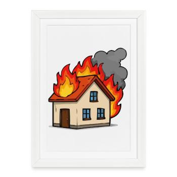 Caserne de pompiers - Affiche encadrée (27 × 37 cm) - blanc - Devant