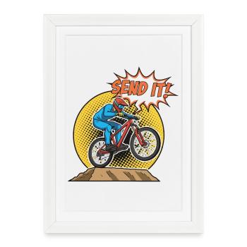 Saut à vélo MBT Send It - Affiche encadrée (27 × 37 cm) - blanc - Devant
