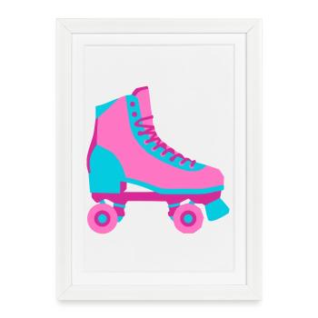 Roller Skate Roller Skating Roller Derby 80s - Framed poster (27 × 37 cm) - white - Front