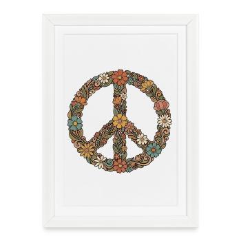 Fleurs symboliques de paix des années 60 - Affiche encadrée (27 × 37 cm) - blanc - Devant