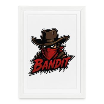 Cow-boy bandit avec un bandana rouge - Affiche encadrée (27 × 37 cm) - blanc - Devant