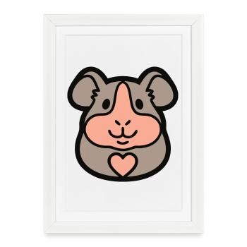 Rongeur Meeri tête de cochon d’Inde - Affiche encadrée (27 × 37 cm) - blanc - Devant