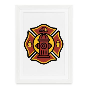 Floriankreuz Hydrant Graphic - Framed poster (27 × 37 cm) - white - Front