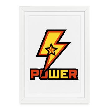 Power Lightning Star Logo - Framed poster (27 × 37 cm) - white - Front