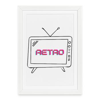 Retro Neon Glitch - Framed poster (27 × 37 cm) - white - Front