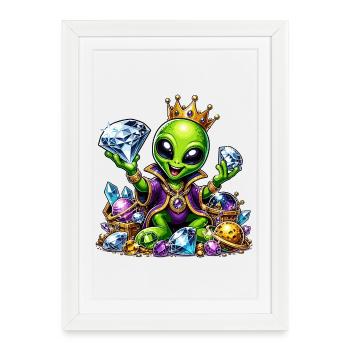 Alien Prince with Diamond Crowns - Framed poster (27 × 37 cm) - white - Front