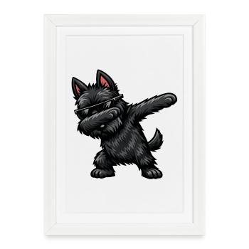 Dab du Scottish Terrier dans un style comique - Affiche encadrée (27 × 37 cm) - blanc - Devant