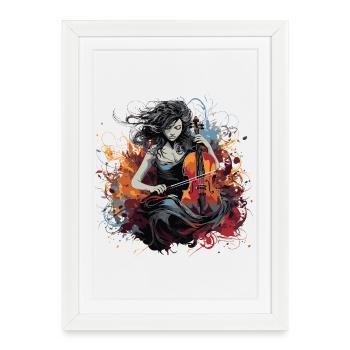 Cello player Cellist-musician - Framed poster (27 × 37 cm) - white - Front