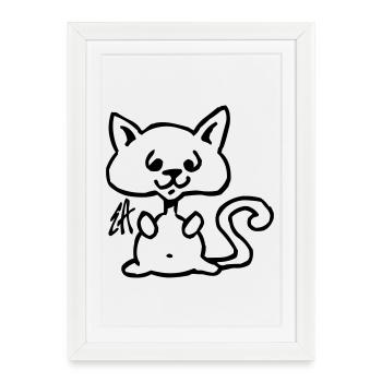 Chat - Affiche encadrée (27 × 37 cm) - blanc - Devant